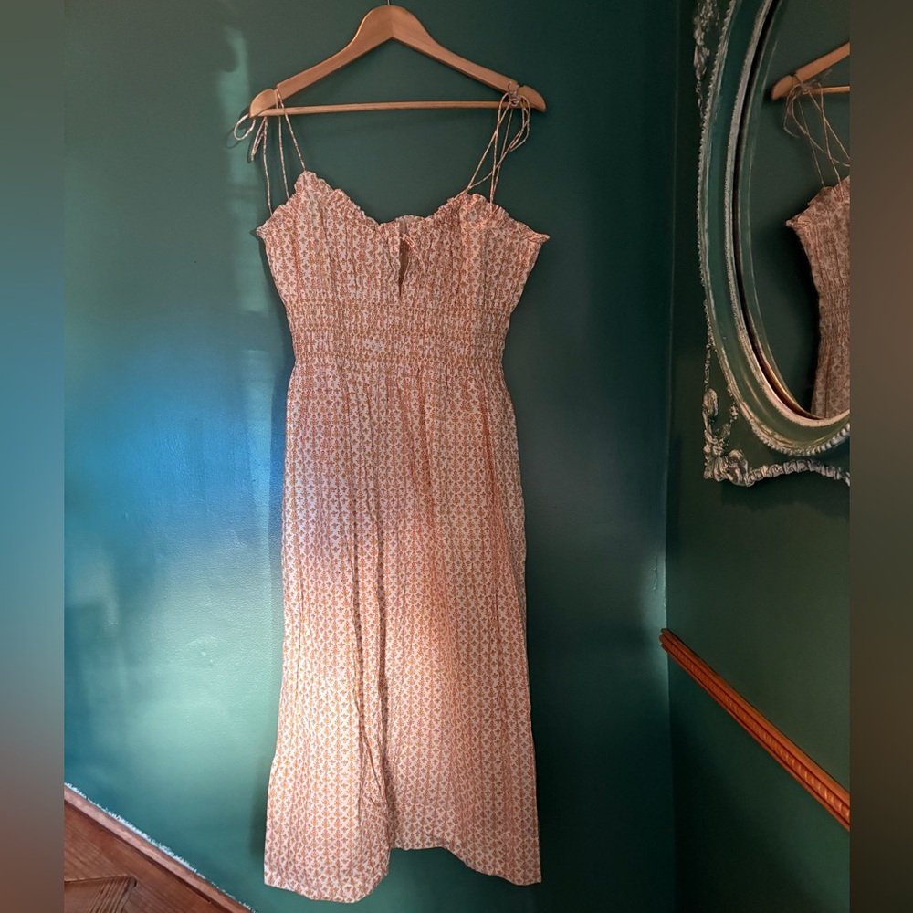 Doen Shirred Cotton Midi Dress